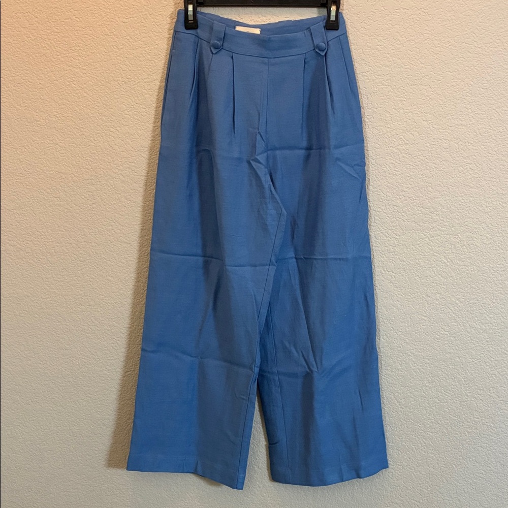 Sezane Blue Wide-Leg Trousers
